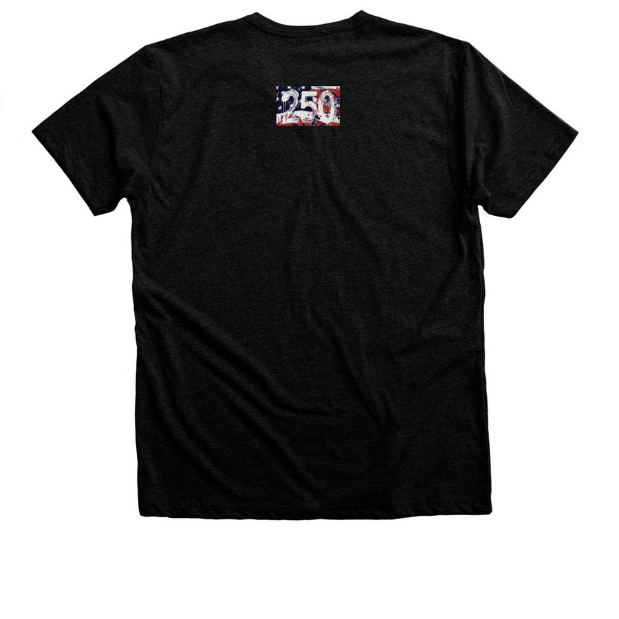 American 250 Tee, a Black Heather Premium Unisex Tee (back-view)