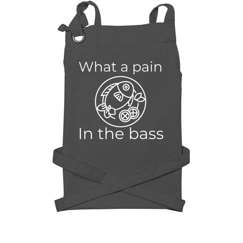 Pain in the bass, a Dark Grey Cotton Canvas Pocket Apron