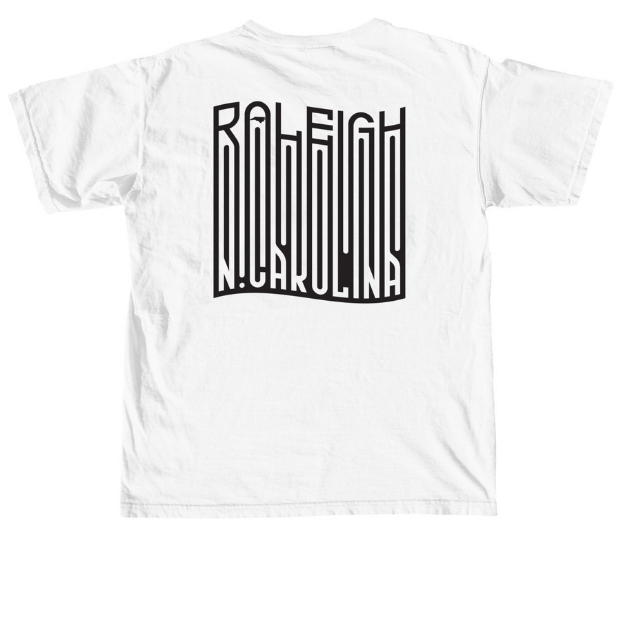 OpRaleigh on white, a White Comfort Colors Unisex Tee (back-view)