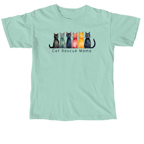 Cat Rescue Mama, a Chalky Mint Comfort Colors Unisex Tee