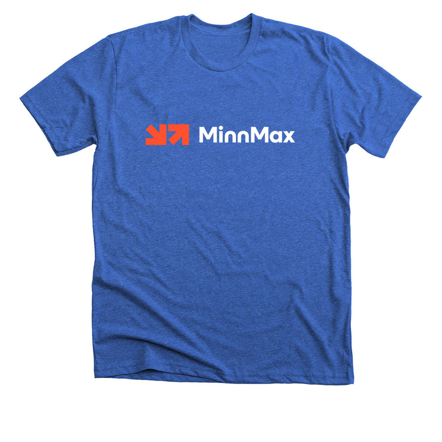 MinnMax Full Logo, a Heather True Royal Premium Unisex Tee