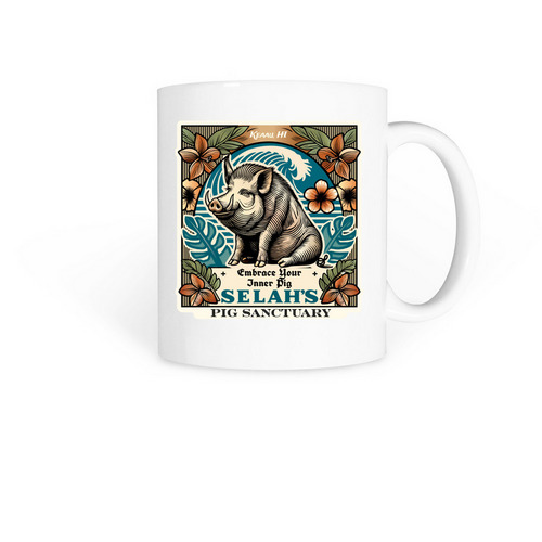 Support Selah's Pig Sanctuary, a White Coffee Mug