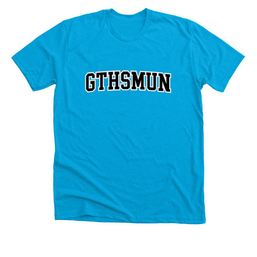 GTHS MUN&nbsp;Design #3- Colors Edition!!, a Neon Blue Premium Unisex Tee