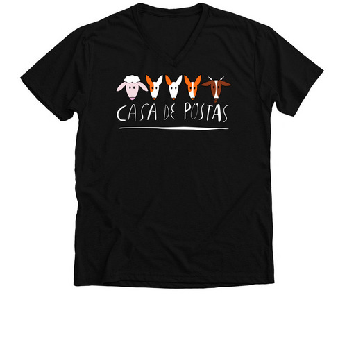 Casa De Postas&nbsp;, a Solid Black Blend Premium V-Neck Tee