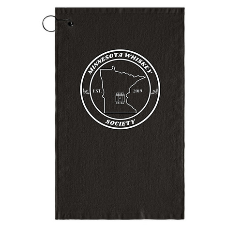 Minnesota Whiskey Society Golf Towel, a Black Golf Towel