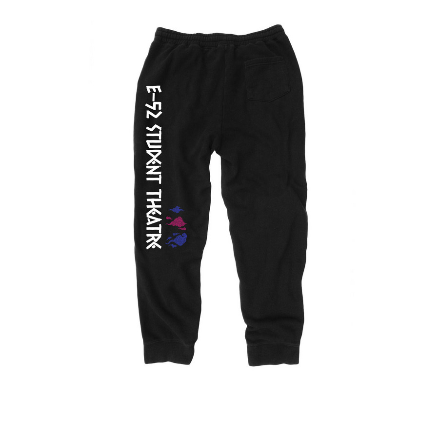 E-52 Cloudy Day Jogger Pants, a Black Midweight Fleece Joggers (back-view)