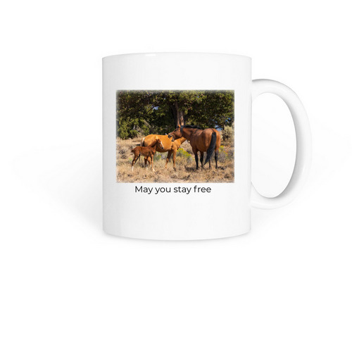 Oregon Wild Horse Family, a White Coffee Mug