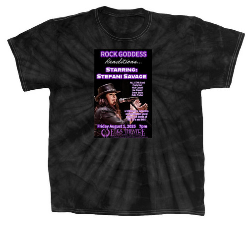 Rock Goddess Renditions, a Black Classic Tie Dye Tee