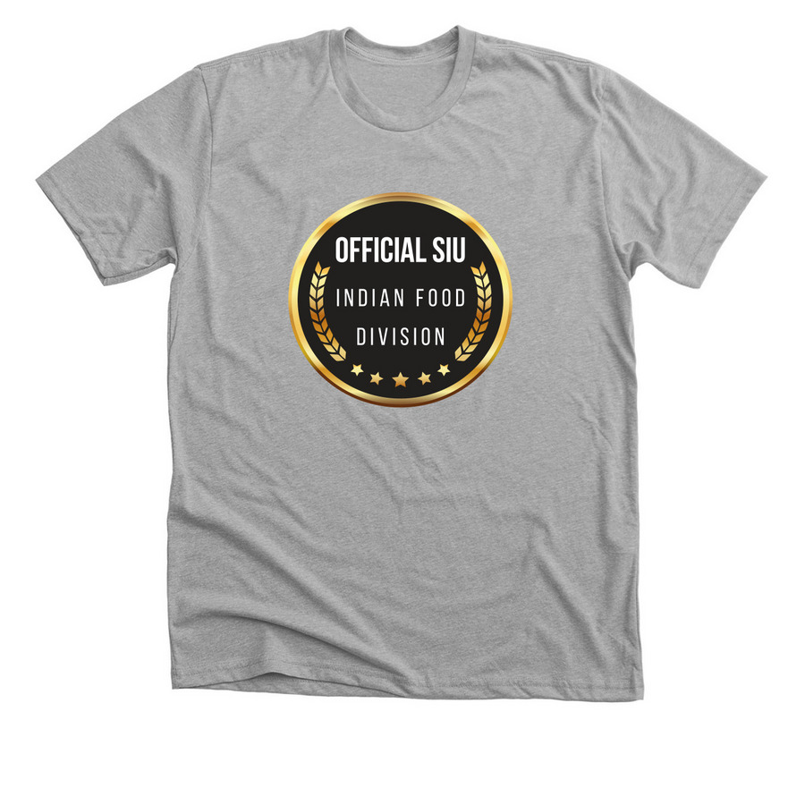 OFFICIAL SIU INDIAN FOOD DIVISION MERCH, a Athletic Heather Premium Unisex Tee