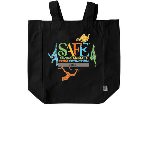 SAFE Gibbon - Tote Bag, a Black Recycled Cotton Tote Bag