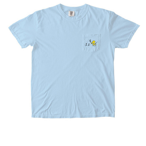 Blackout Blues, a Chambray Comfort Colors Pocket Tee
