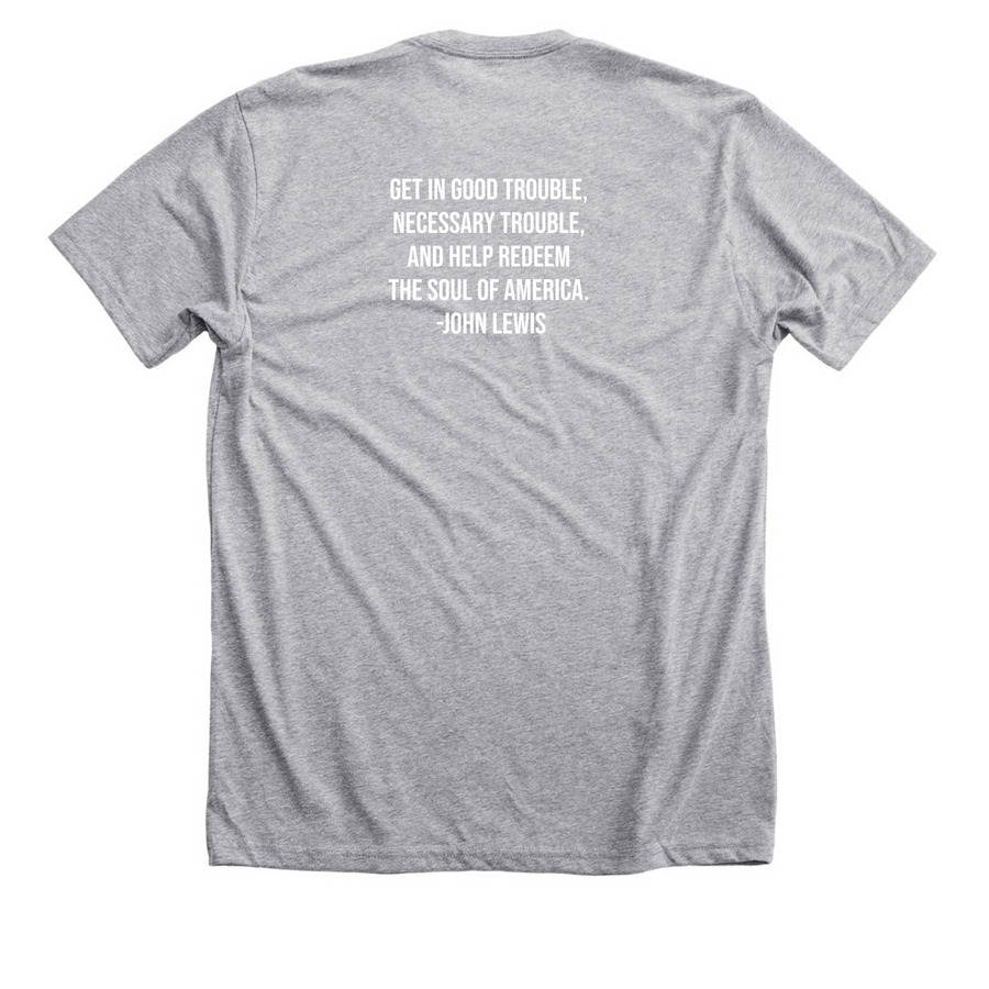 Indivisible SPGM, a Athletic Heather Premium Unisex Tee (back-view)