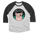 Petunia the Pirate Campaign, a Black and Heather White 3/4 Sleeve Baseball Tee