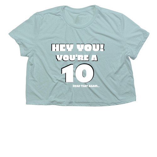 URA10, a Dusty Blue Women?s Flowy Cropped Tee