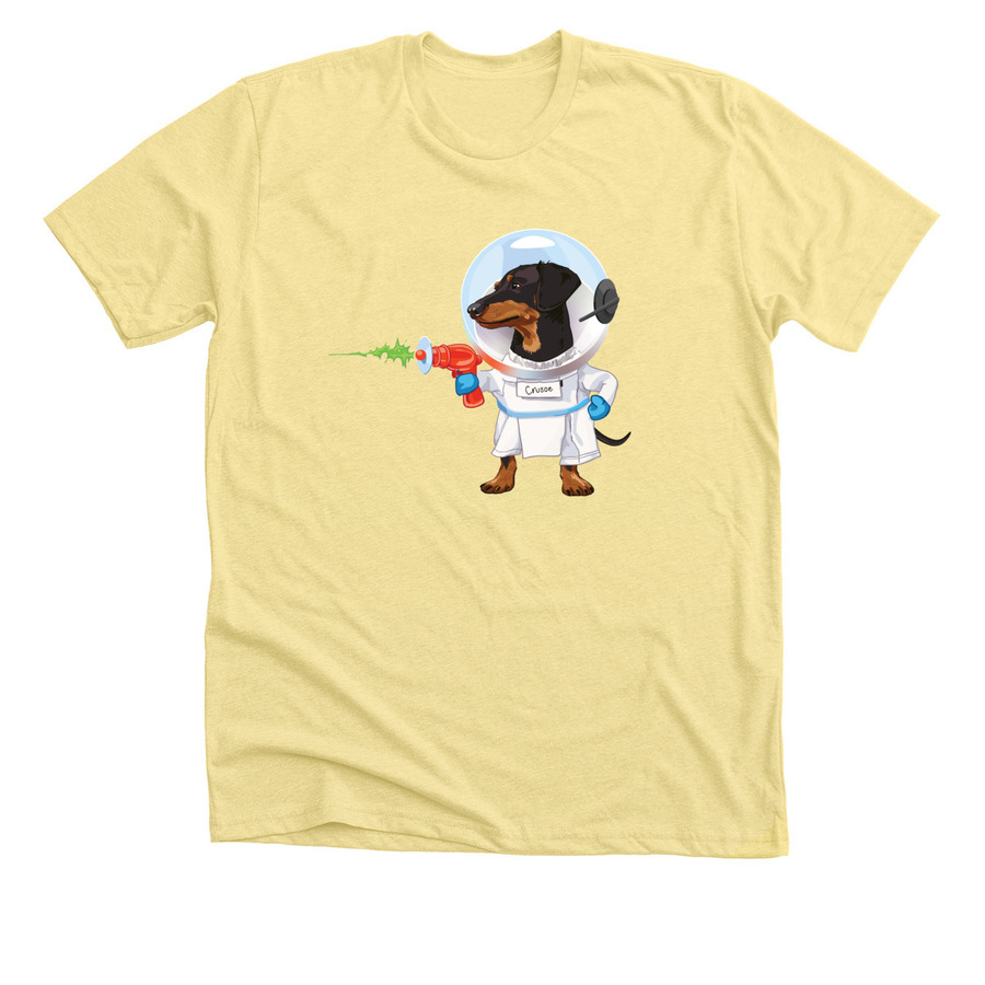 SpaceDog Cru, a Heather Yellow Gold Premium Unisex Tee