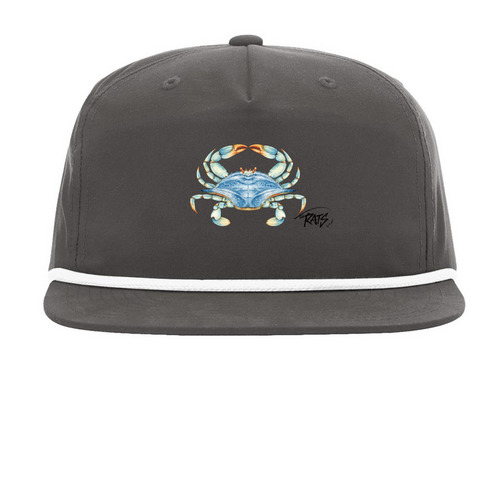 Signature Crab Hat, a Charcoal/ White Printed Umpqua Snapback Cap