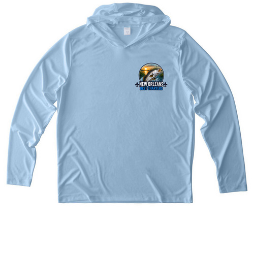 Fishing shirts!, a Light Blue UV Performance Long Sleeve Hoodie