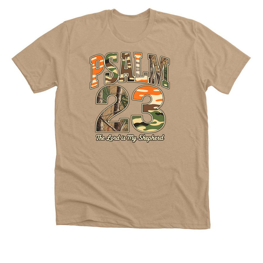 Psalm 23, a Heather Sand Dune Premium Unisex Tee