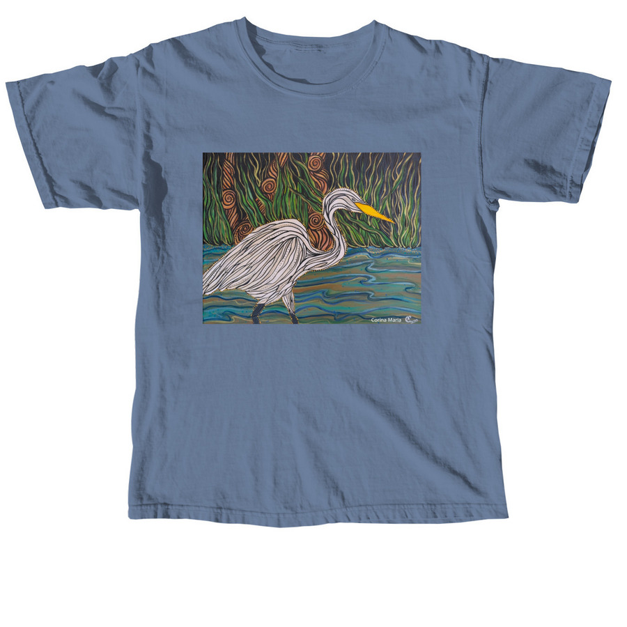 Corina Maria Gary Egret T-Shirt, a Blue Jean Comfort Colors Unisex Tee