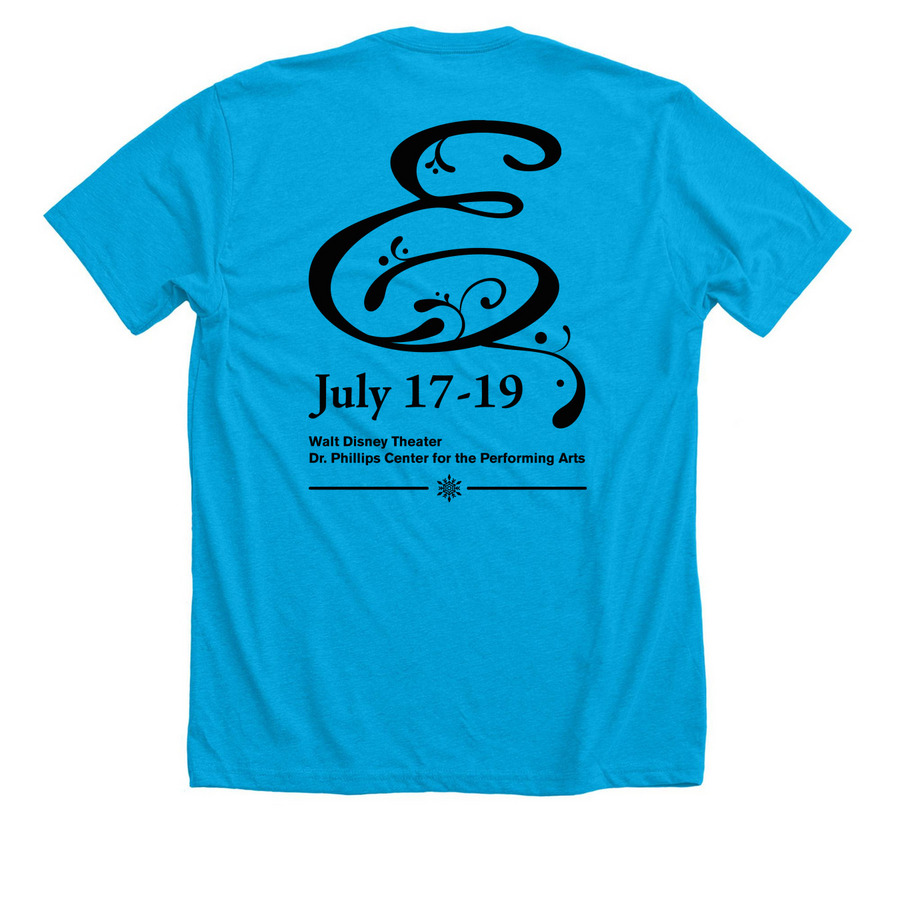 Disney's Frozen - Filigree - Black Font, a Neon Blue Premium Unisex Tee (back-view)