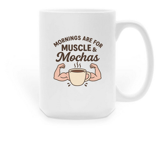 Muscle & Mochas Mug ? J2Fit Edition, a White Large Coffee Mug