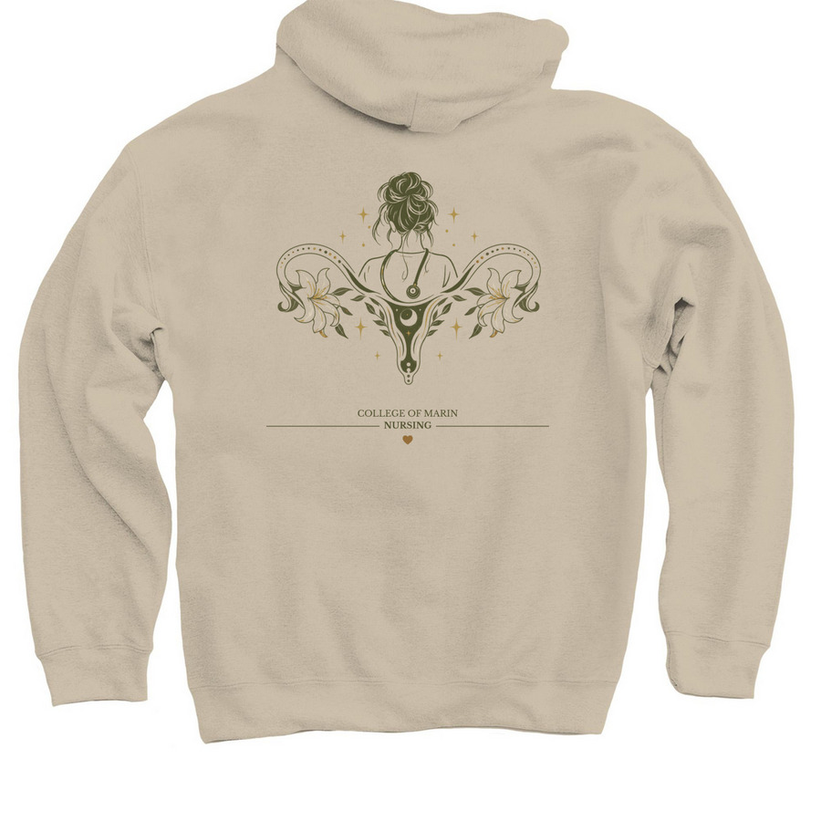 Rooted in Care, a Sand Pullover Hoodie (back-view)