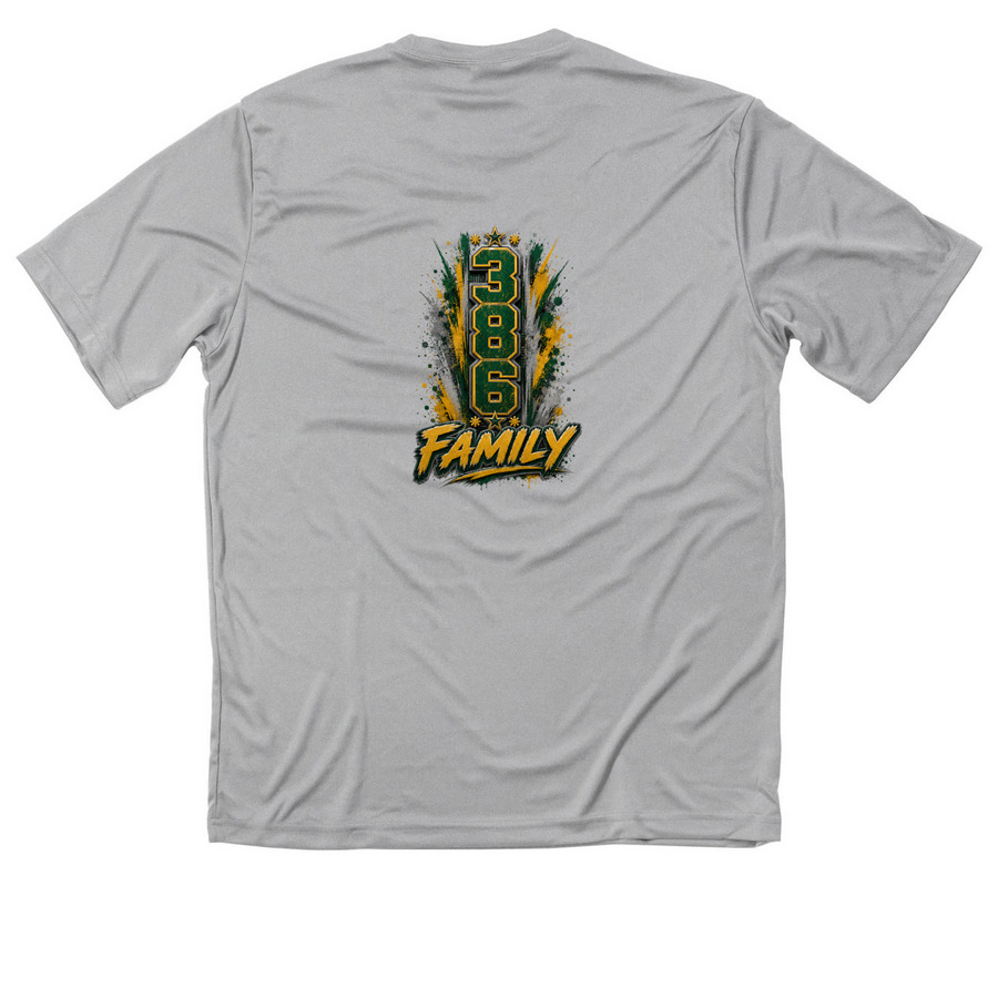 Flagler Football Family, a Silver Classic Performance Tee (back-view)