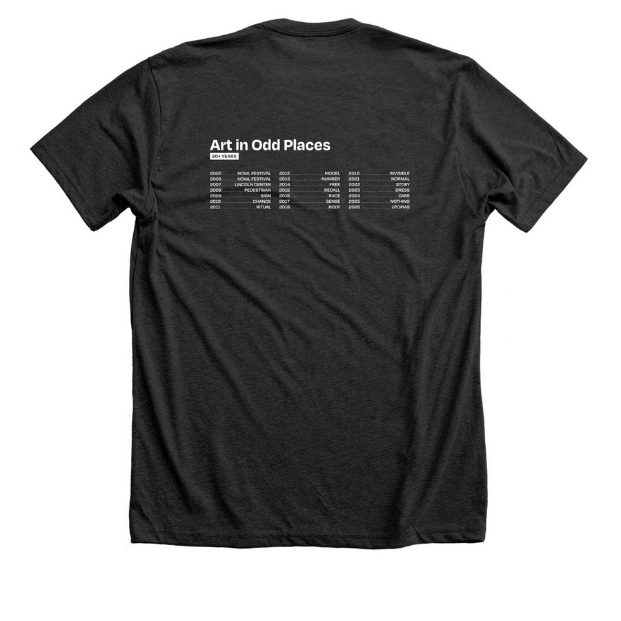 AiOP 20+ Years | Dark, a Dark Grey Heather Premium Unisex Tee (back-view)