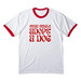 Stay Single. Adopt a Dog., a White/ Red Cotton Ringer Tee