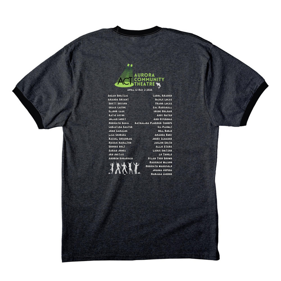 Disaster! Show Shirts, a Dark Heather Grey/ Jet Black Cotton Ringer Tee (back-view)