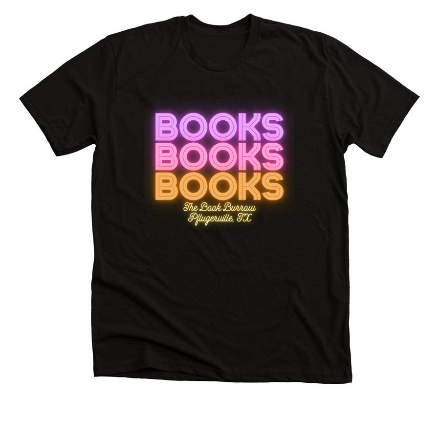Book Burrow After Dark, a Black Heather Premium Unisex Tee