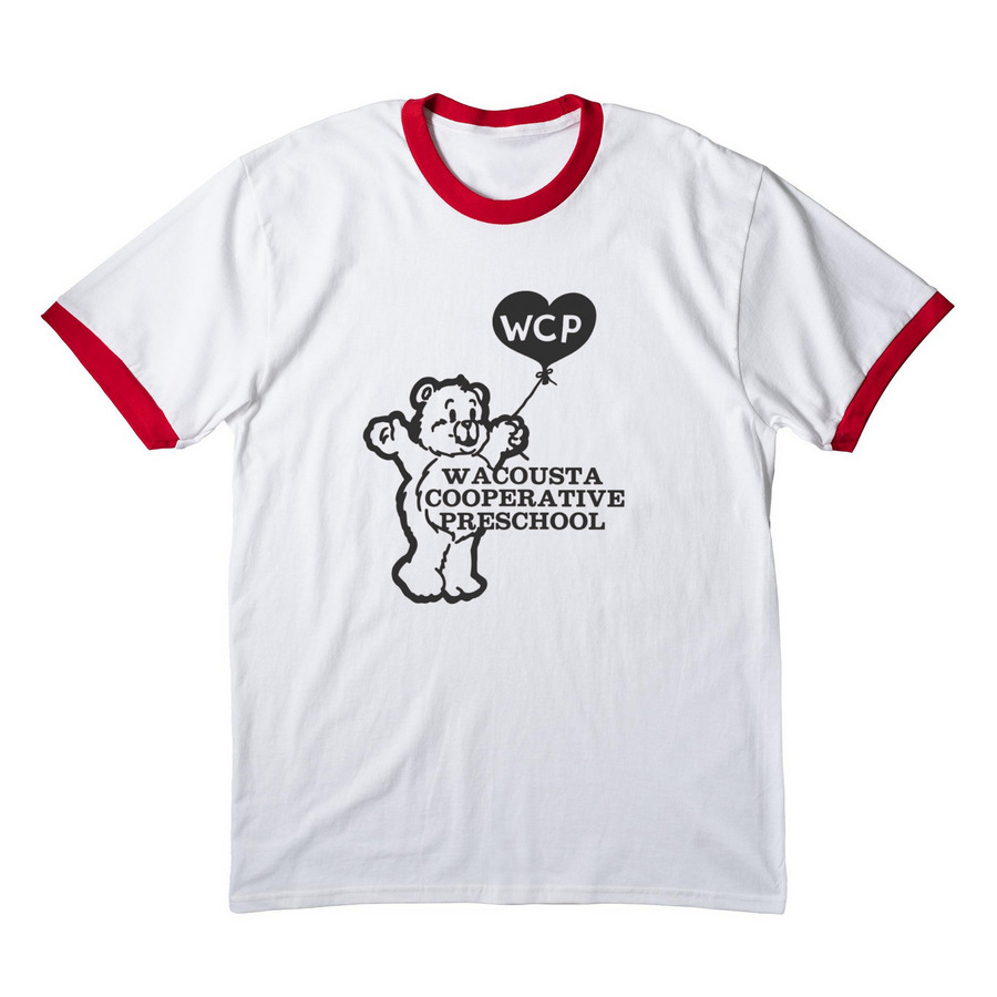 Adult Throwback Wacousta Co-op Tee, a White/ Red Cotton Ringer Tee