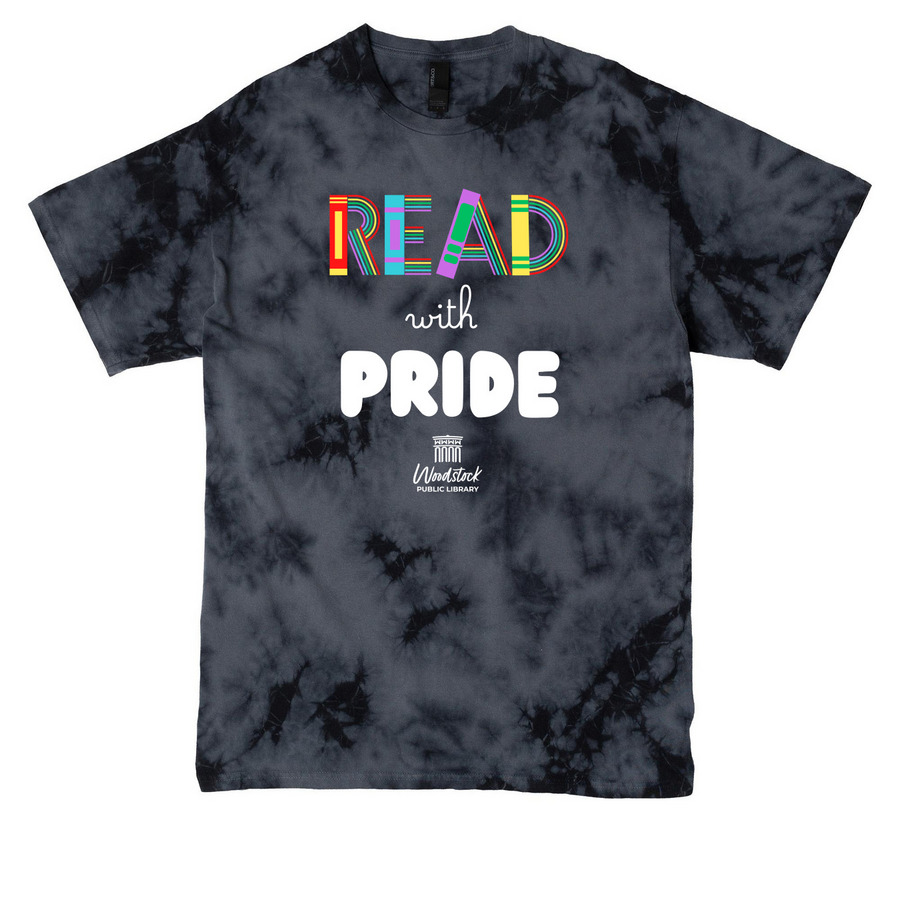 Read With Pride, a Black Crystal Tie Dye Tee