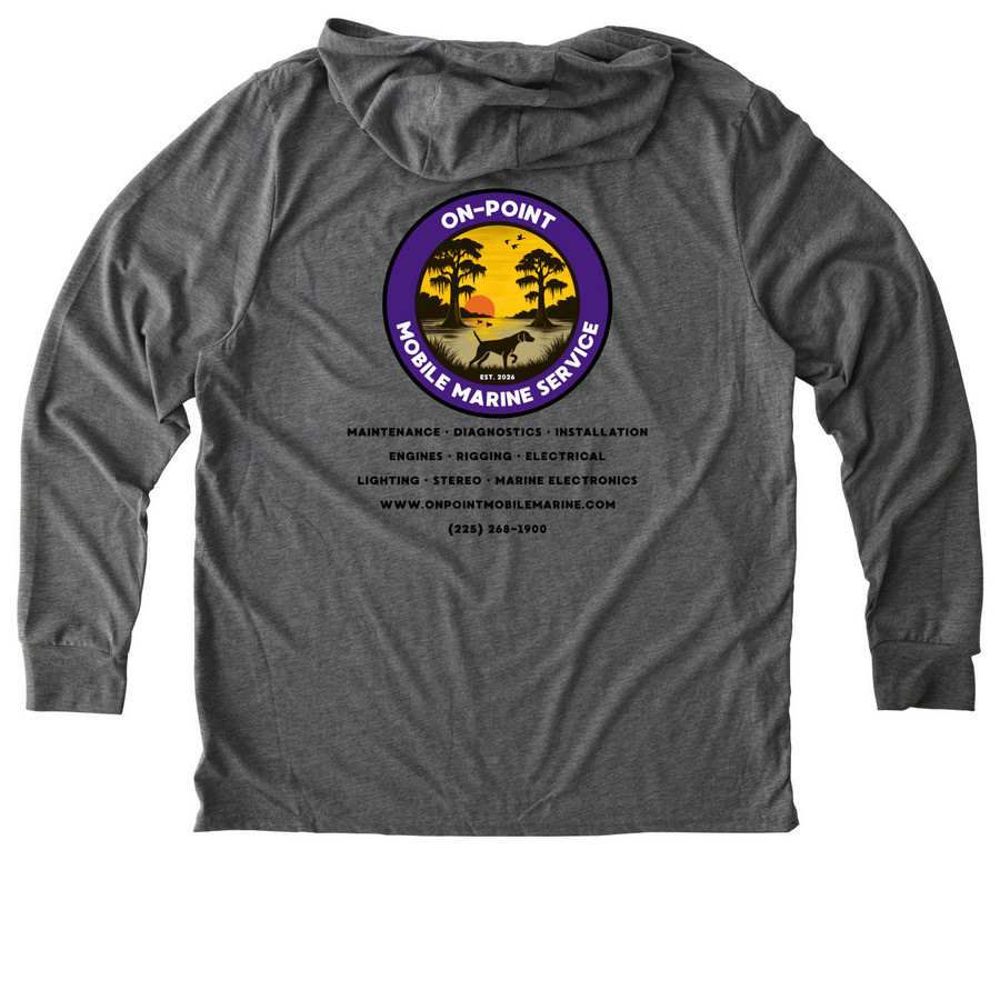 On-Point Mobile Marine/CureGRIN Foundation, a Aluminum Grey Allmade Eco Triblend Hoodie Tee (back-view)