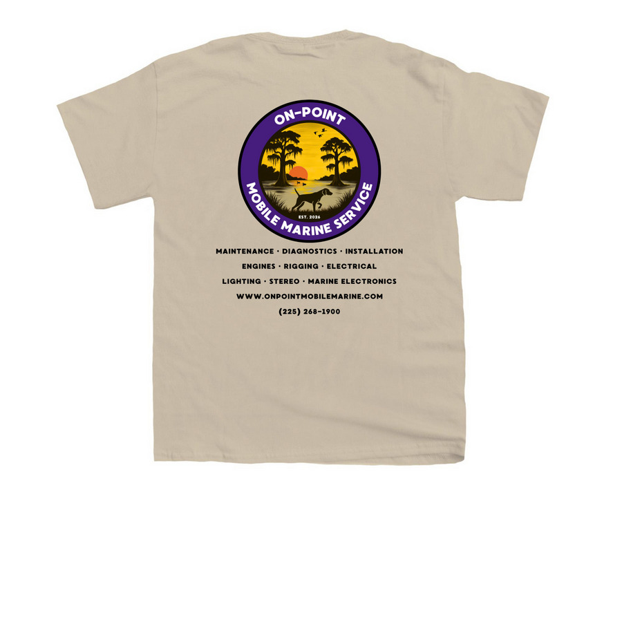On-Point Mobile Marine/CureGRIN Foundation, a Sand Youth Unisex Tee (back-view)