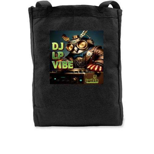 DJ LP Vibe Tote, a Black Recycled Cotton Tote Bag