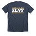 Shilelagh Law "Law & Order" Tee Shirt, a Heather Midnight Navy Premium Unisex Tee (back-view)
