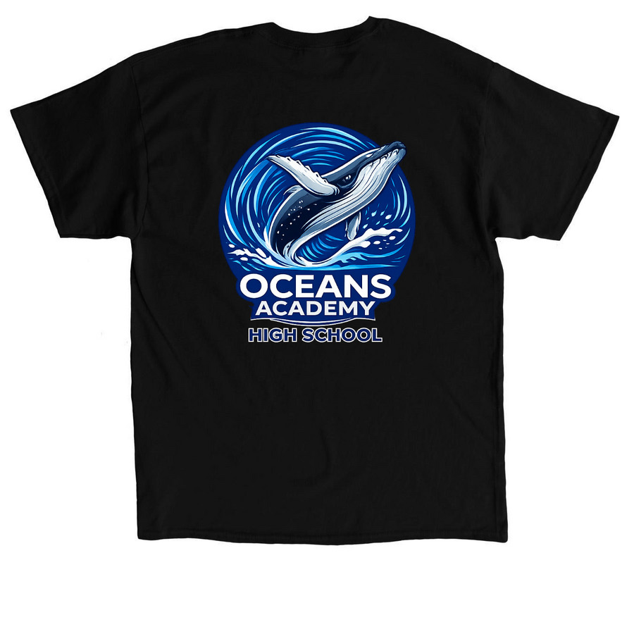 OCEANS Academy, a Black Classic Unisex Tee (back-view)