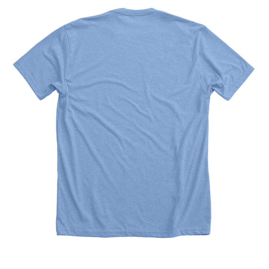 Caffeinated Squirrel, a Heather Carolina Blue Premium Unisex Tee (back-view)