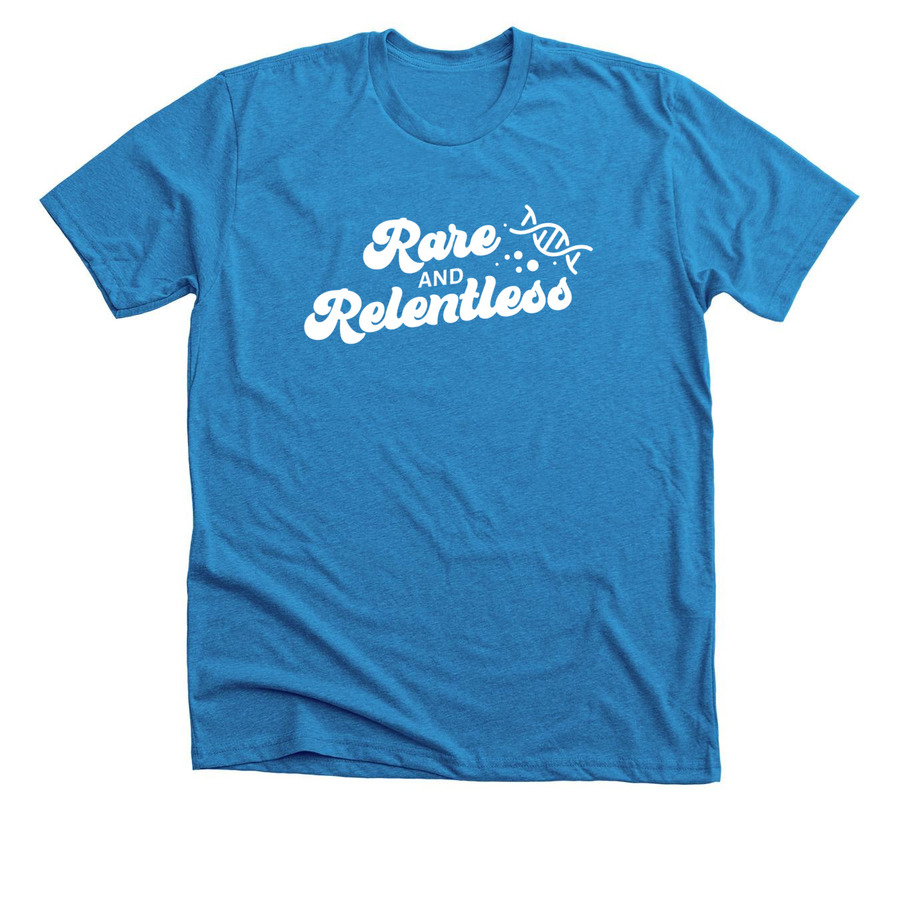 Rare and Relentless, a Neon Blue Premium Unisex Tee