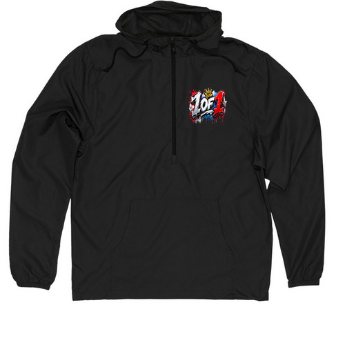 1 Of 1 Windbreaker/Packable Anorak, a Black Quarter-Zip Windbreaker