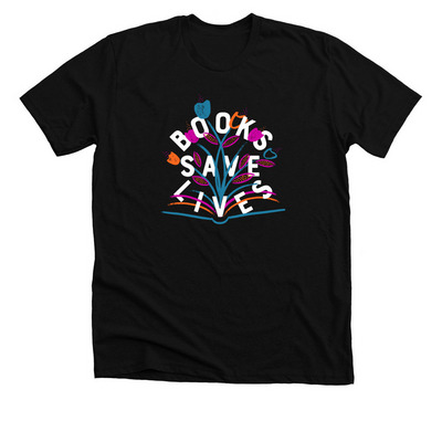Books Save Lives, a Solid Black Blend Premium Unisex Tee