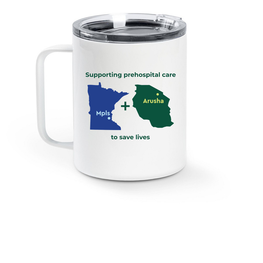 TZEMS Travel Mug #1, a White Stainless Steel Travel Mug (back-view)