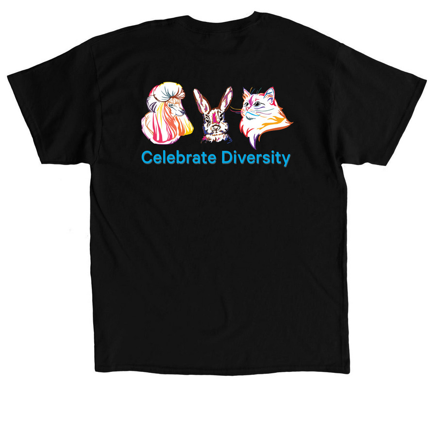 Celebrate Diversity!, a Black Classic Unisex Tee (back-view)