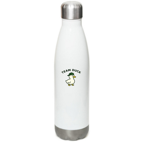 Team Duck Water Bottle, a White Stainless Steel Water Bottle