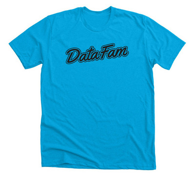 DataFam Outline Design Shirts, a Neon Blue Premium Unisex Tee