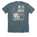 Holy Week 2026 T-Shirt, a Heather Slate Premium Unisex Tee (back-view)