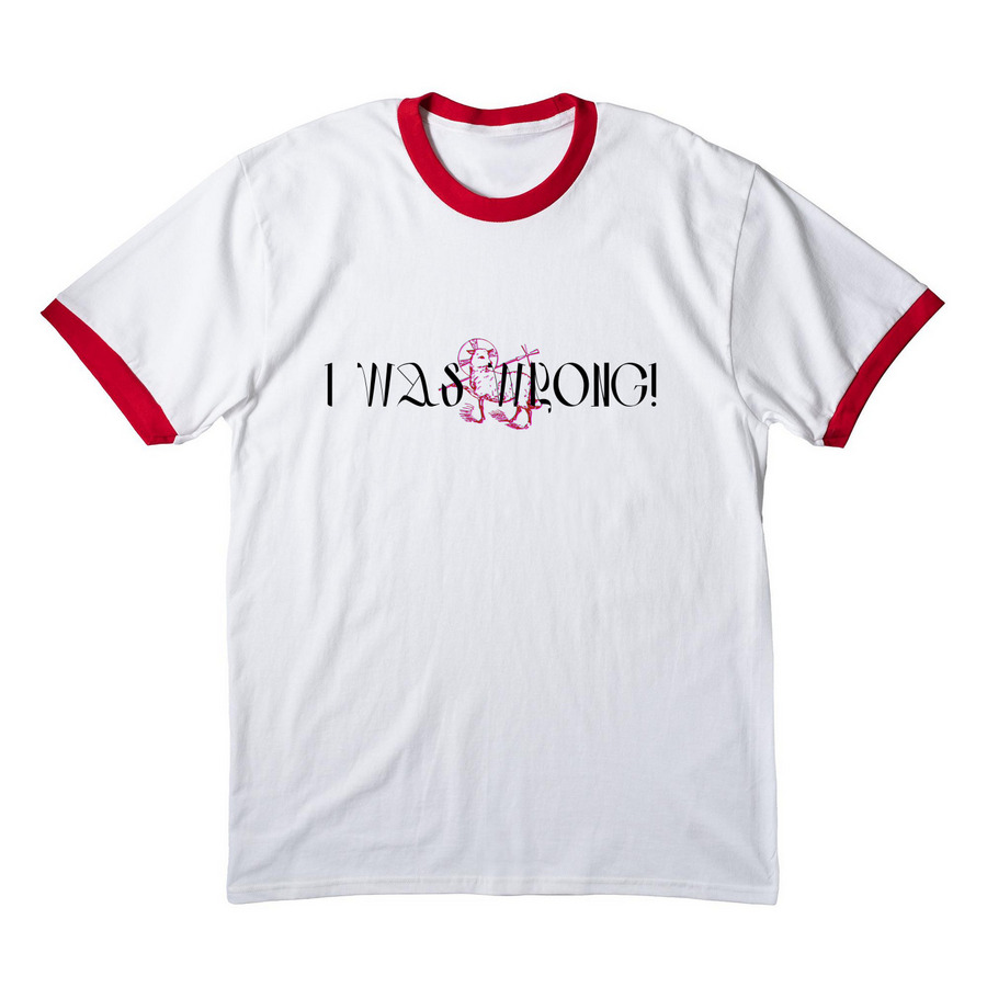 IN ALL HONES-TEE, a White/ Red Cotton Ringer Tee
