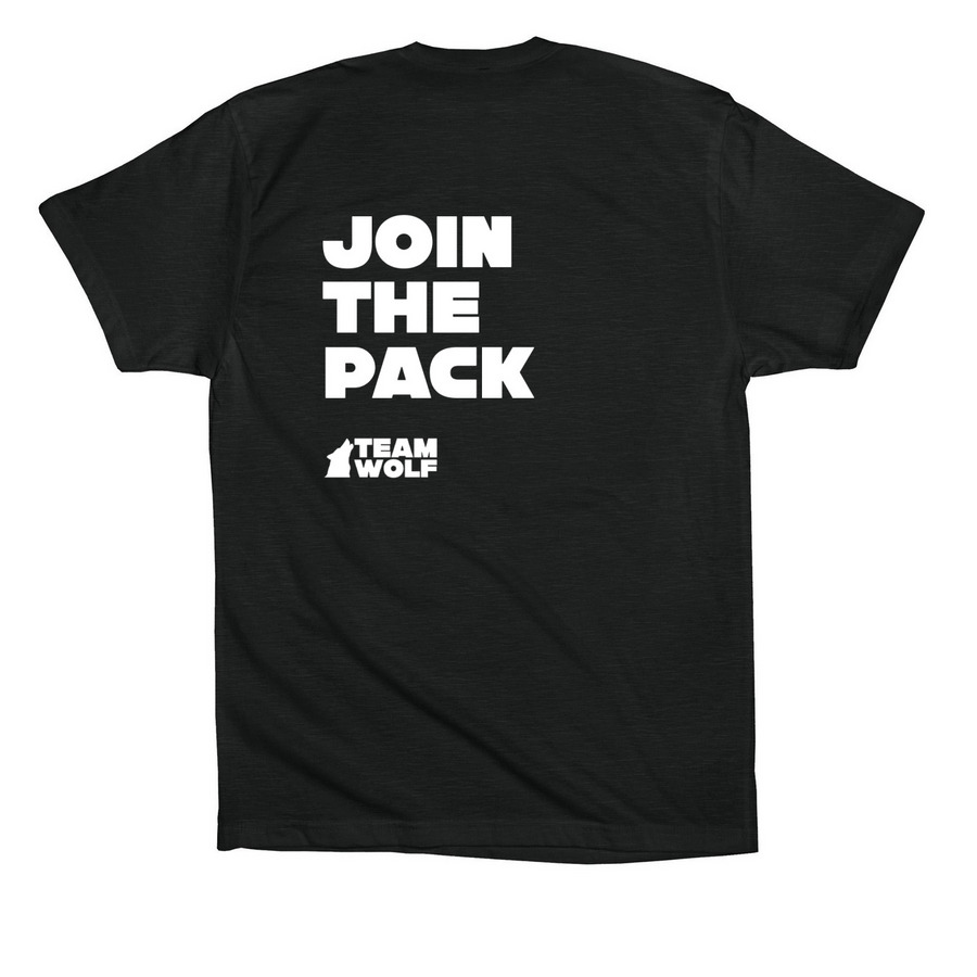 Retro Team Wolf T-Shirt, a Vintage Black Premium Cotton Tee (back-view)