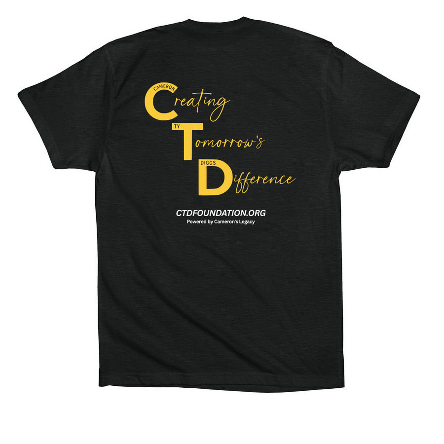 Creating Tomorrow's Difference, a Vintage Black Premium Cotton Tee (back-view)